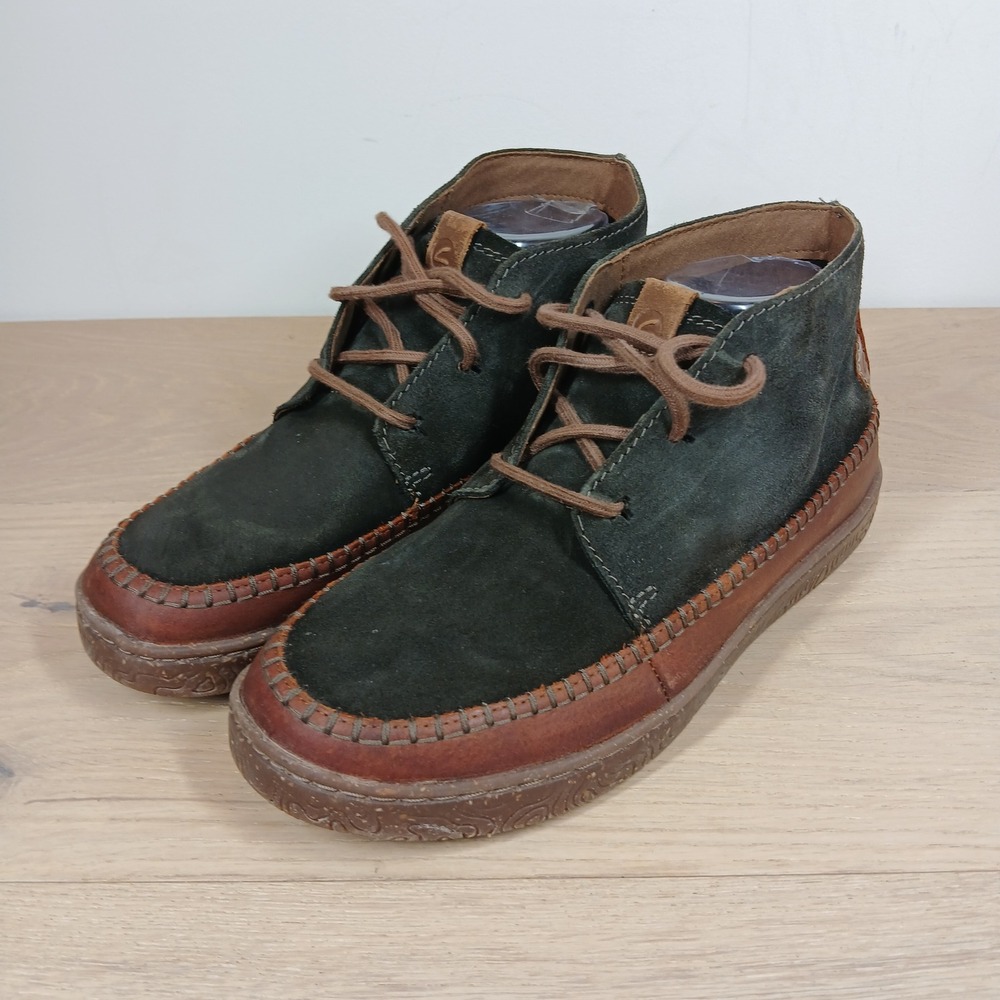 Clarks Originals Chukka Boots Mens 7.5 Green Leather Moc Toe Casual Boots